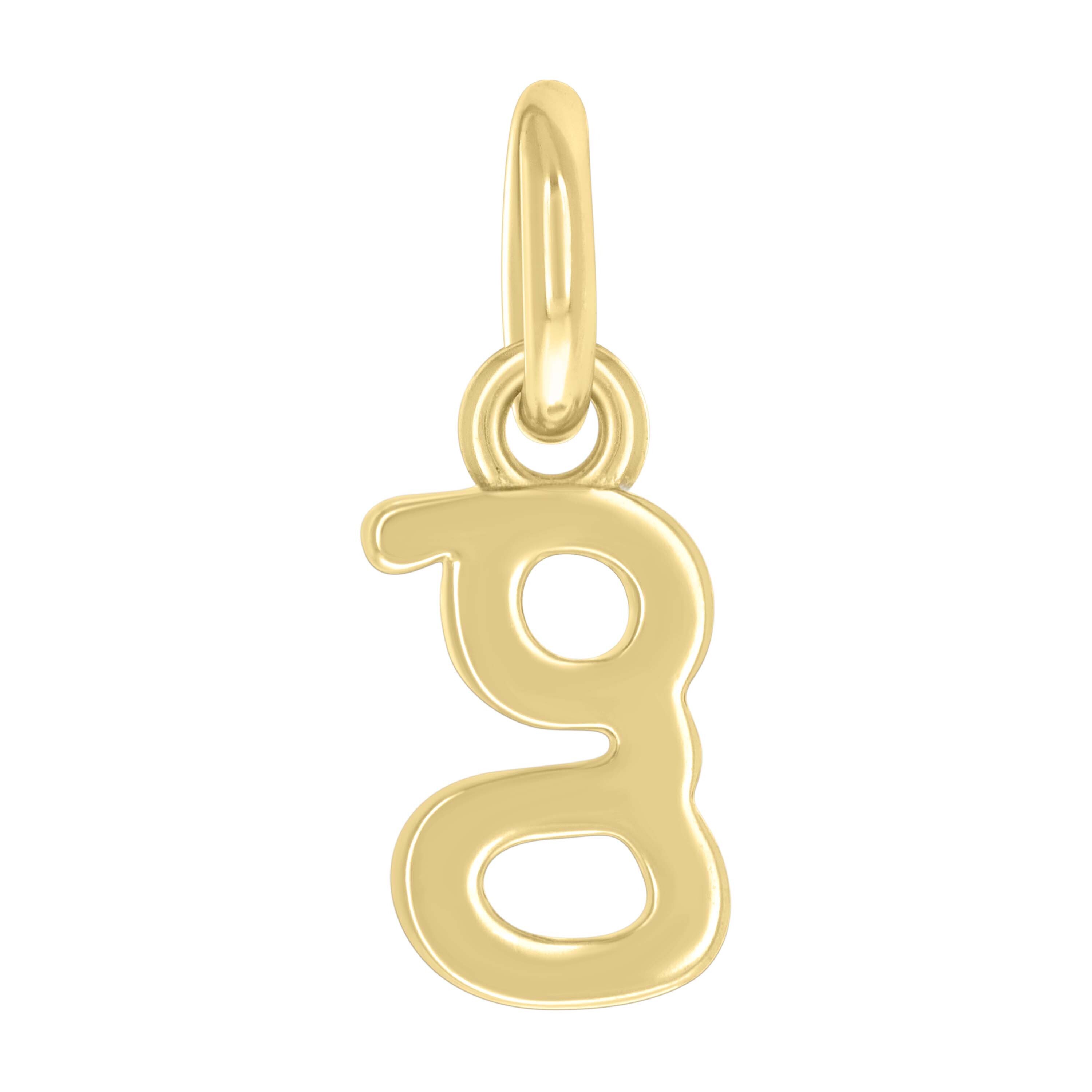 925 Sterling Silver Yellow-Tone Unisex Initial Small Alphabet G Charm Pendant